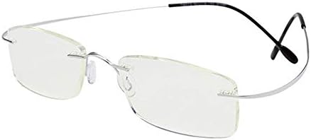 QETU Rimless Reading Glasses, Blu-Ray Fashion Pure Titanium Resin Reading Glasses, for Elder,Men,Women