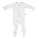 Boody Body Baby EcoWear Long Sleeve Onesie - Soft Blanket Sleeper with Built In Mittens made from Natural Organic Bamboo - Soft Breathable Eco Fashion for Sensitive Skin - Chalk White, 0-3 months