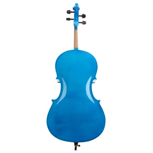 LYKOS 4/4 Acoustic Cello + Case + Bow + Rosin Wood Color Beautiful Varnish Finishing (Blue) - Thumbnail 2