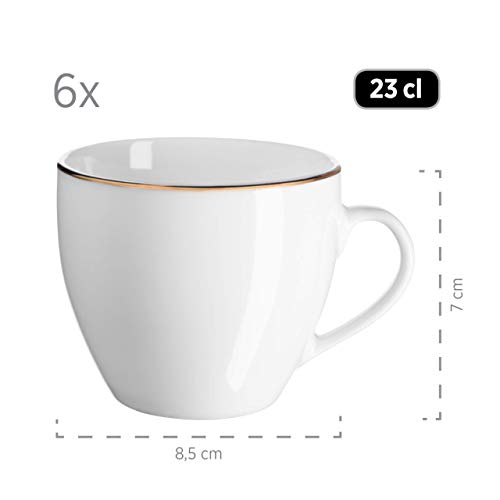 MÄSER 931532 Professional Dining Kaffeeservice für 6 Personen in Weiß mit Goldrand, 18-teiliges Kaffeegeschirr Set… – Bild 4