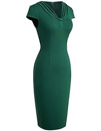 Homeyee B503 - Vestido de cuello plisado para mujer, estilo retro