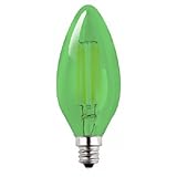 Luxrite LR21262 GREEN LED Filament Candelabra Light Bulb, 4-Watt Equivalent to 40w incandescent, Bright Green Color, 350 Lumens, 15,000 Hr Life, E12 Candelabra Base