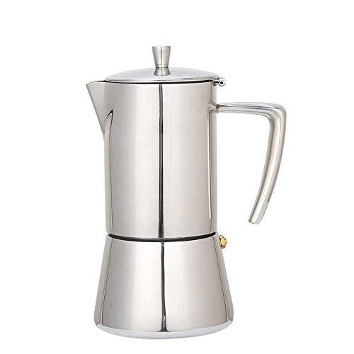 YAeele 300ML 6-Cup Edelstahl Stovetop Moka Espressomaschine Espressokocher Moka Pot Breite Bottom Home Hand Kaffee-Tee…