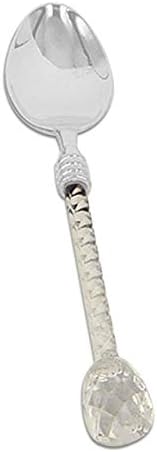 Cutlery Set 2 PCS Crystal Handle Tea Coffee Spoon Ice Cream Spoon Dessert Ladle Scoop(Gold) zys (Color : Silver)