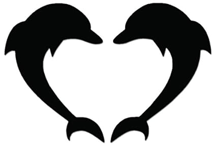 Dolphins Heart Love Fish Vinyl Decal Sticker For Vehicle Car Truck Window Bumper Wall Decor 12 Inch30 Cm Wide Gloss Red Color