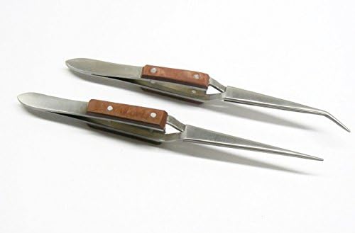 Novel Set of Fiber Grip Cross Lock Soldering Self Closing Straight and Bent Tweezers