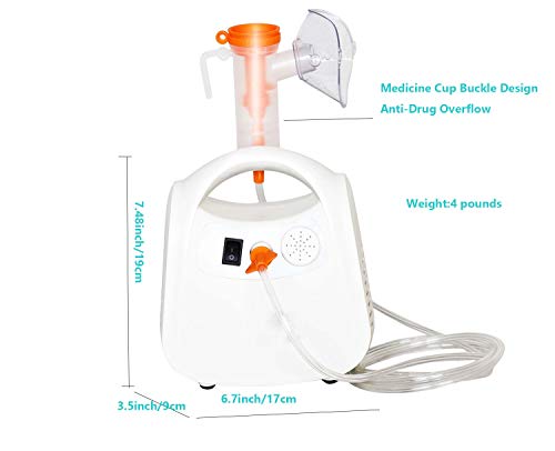 Nebulizer for Kids Adults Babies, Portable Compressor System Personal Cool Mist kit with Universal Tubing Masks Kits, FDA (White)