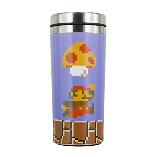 Paladone Unisex's PP5017NN Super Mario Travel Mug | Reuseable Commuter Cup | Insulated Coffee & Tea Flask | Easy Clean | Keeps Drinks Hot | 450ML Capacity | Spill & Leak Proof, Multicoloured