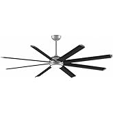 Fanimation Stellar Custom - 8 Blade Ceiling Fan with Light Kit - 20.15 Inches Tall and 72 Inches Wide - Silver Finish - Black