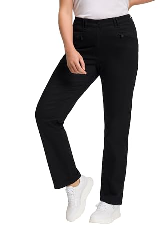 Ulla Popken Damen große Größen Übergrößen Plus Size Basic Stretchhose Mony, farbecht, leicht schmal zulaufend schwarz 27 802969100-27
