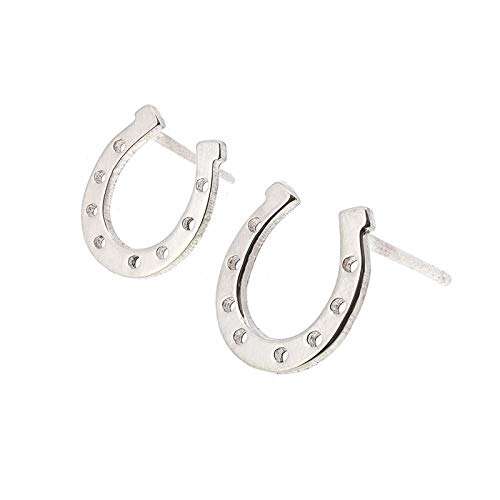 Horseshoe Stud Earrings Polished Sterling Silver Handmade