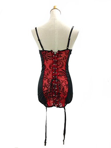 Modes-Womens-See-through-Lace-Up-Corset-Bustiers-Wire-Lingerie-G-string-Garters-Set