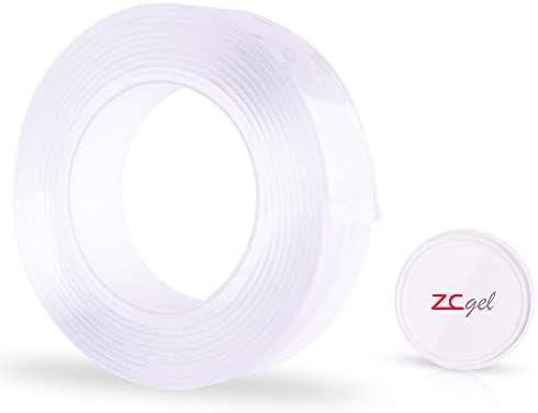 ZC GEL Double Sided Adhesive Tape 9.84ft, Transparent Nano Tape Traceless Removable and Reusable Washable Anti Slip Tape Alien Tape for Home, Wall, Room, Office Decor