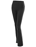 Xpril Women's Solid Bootleg Flare Workout Yoga Pants