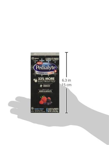PEDIALYTE ADVANCEDCARE PLUS ELECTROLYTE POWDER, WITH 33% MORE ELECTROLYTES AND PREACTIV PREBIOTICS, BERRY FROST, HYDRATION DRINK POWDER PACKETS, 0.6 OZ, 6 COUNT