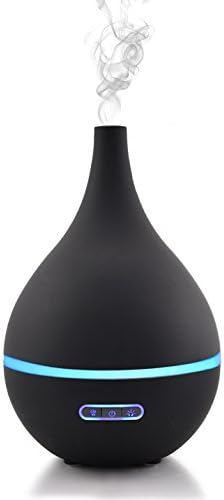 LILIA | Black Matte Rubberized Plastic Aromatherapy Essential Oil Diffuser | Cool Mist Ultrasonic | 200ml Capacity and Safety Auto-Shut Off Feature | LED Color Spectrum Lighting