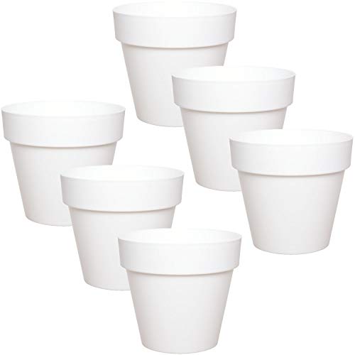idea-station Blumentopf Set 6 x 12 cm - Weiss - Blumentöpfe aus Plastik - Übertöpfe matt