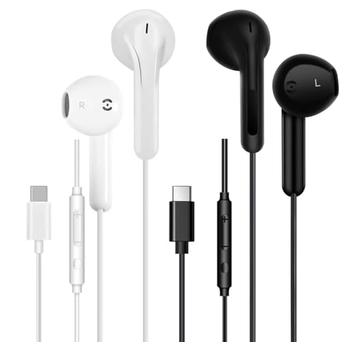 2 Pack USB C Headphones,Type C Headphones Wired In Ear Earbuds With Mic & Volume Control for iPhone 17/16/15,iPad,Samsung Galaxy S25/S24/S23/S22/S21,Pixel 7/6,Huawei Google