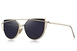 MERRY'S Classic Cat Eye Sunglasses For Women UV Protection eye glasses Coating Mirror UV400 S7882 (Gold&Black, 56)