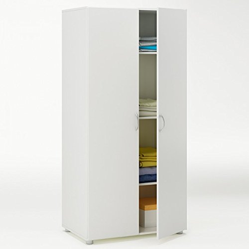 Kleiderschrank 2 Türen B 81 cm weiß Schrank Drehtürenschrank
