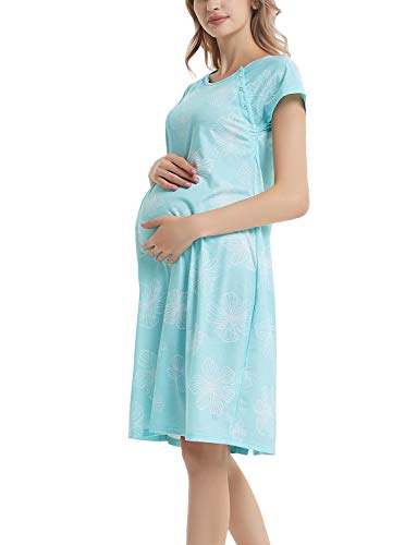 GINKANA Maternity Labor Delivery Gown Hospital Nightgown Nursing Nightdress with Matching Pillowcase - Thumbnail 4