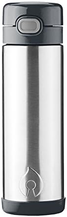 FIREKI Vacuum Insulated Stainless Steel Straw Bottle with Push Top (16 oz, Charcoal Grey)