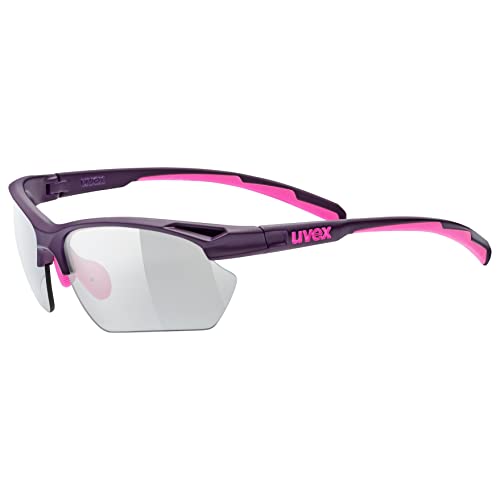 Uvex Sportstyle 802 V Small - Sports Sunglasses for Men and Women - Self-Tinting Lenses - Anti-Fog Technology - Purple Pink/Smoke - One Size