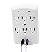 Multi Outlet Wall Mount Adapter Surge Protector with Two 2 USB Charging Ports, 6 Electrical Outlet Extenders Surge Protector Charging Station