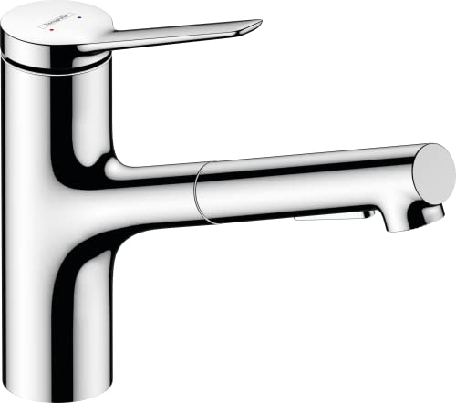 hansgrohe Zesis M33 - Kitchen tap with Metal Pull-Out Spray, 2 Sprays, Kitchen Mixer Sink tap with spout Height 150mm, Kitchen tap Mixer with Swivel spout, Chrome, 74820000
