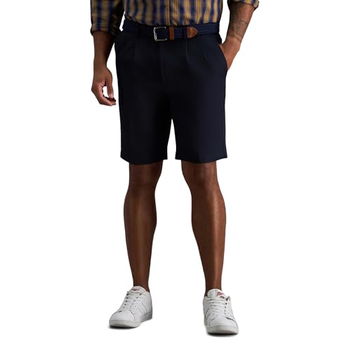 Haggar Short Cool 18 Hidden Extensible, Plissé sur le devant - Bleu - 50