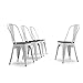 BELLEZE Metal Dining Chairs Set of 4, Stackable Metal Chairs Vintage Farmhouse Chairs with Detachable Backrest and Wood Seat, Weather Resistant Tolix Chair for Indoor Outdoor - Alexander (White)
