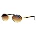 Retro Art Nouveau Vintage Style Small Oval Metal Frame Sunglasses Yellow Gold