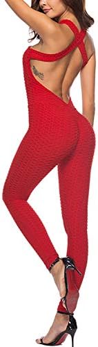 Simgahuva Womens Yoga Jumpsuit Ruched Butt Lifting Elastic Running Sport Sets