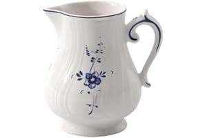 Villeroy & Boch Vieux Luxembourg Creamer, 8 oz, Premium Porcelain, White/Blue