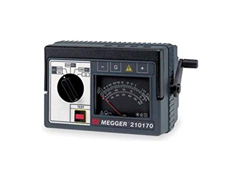 Megger 210170 Analog Hand-Crank Insulation Resistance Tester, 20,000 Megaohms Resistance, 100, 250, 500, 1000 V Test Voltage