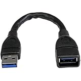 StarTech.com 6-Inch USB 3.0 Extension Adapter USB 3.0 Port Saver Cable, Black (USB3EXT6INBK)