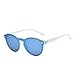 JIM HALO Rimless Polarized Sunglasses for Women Men Round One Piece Mirror Lens (Blue Frame/Polarized Mirror Blue Lens)