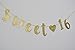 16th Birthday Banner Glitter Sixteen Decoration 16th Birthday Pre-Strung Party Decor Supplies Cursive Bunting Photo Booth Props Sign Gold