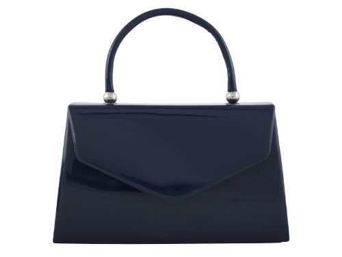 Navy Blue Glossy Grab Bag Purple Possum® Dark Blue Evening Bag Small Envelope Style Top Handle Handbag
