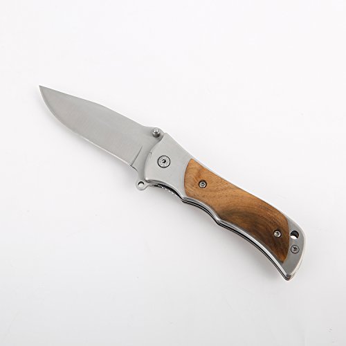Naturous Folding Pocket Knife Survival Hunting Knife Wooden Handle with Liner Lock