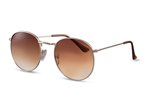 Cheapass-Sonnebrille-Rund-John-Lennon-Gold-Verspiegelt-Retro-Unisex