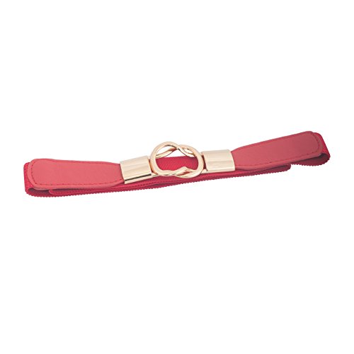 eVogues Plus size Gold Interlock Buckle Skinny Elastic Belt