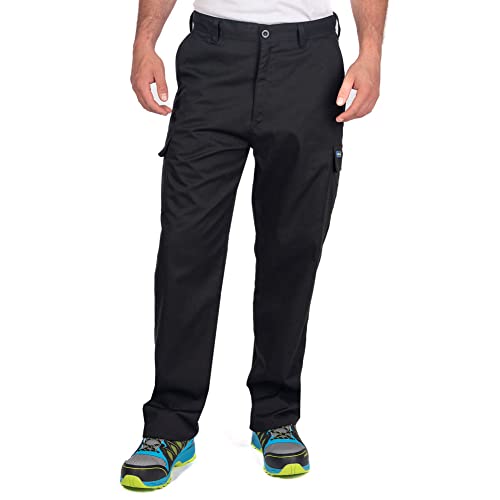 Goodyear classico regular fit, pantaloni cargo in poliestere/cotone, Size 32/32, Black/Royal Blue, 1