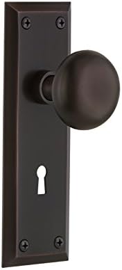 Nostalgic Warehouse New York Plate with Keyhole New York Knob, Privacy - 2.75", Timeless Bronze