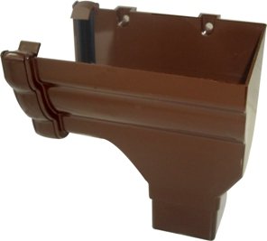 FLOPLAST Stopend Outlets - 65mm Square R/H RON3 110mm Niagara OGEE fits 68 or 80mm round and 65mm square downpipes (BROWN)