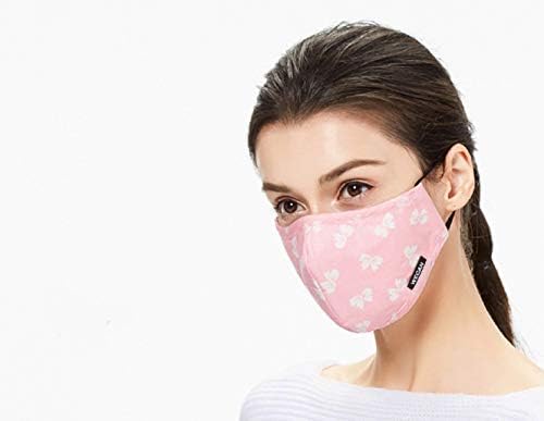 Dust Masks with Replaceable Filter, Freely Breathable PM2.5 Anti Pollution Cotton Mouth Mask for Men Women, Washable and Reusable Mouth Cover,Women White Butterfly