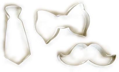 Set of 3 Father's Day Cookie Cutter Set- Mustache, Bow Tie, Neck Tie Tin Plate Metal- Made in U.S.A.