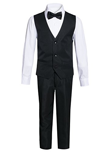 Boys Premium Paisley Patterned Shawl Lapel Tuxedos - Many Colors (12, Black on Black)