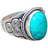Turquoise Ring, Oval Stone Ring, 925 Sterling Silver Plated, Boho Ring, Firoza Color Turquoise Ring, Engagement Ring, Healing crystal Ring, Christmas Gifts Ring