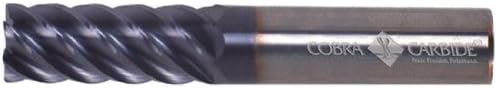 Cobra Carbide 29406 Micro Grain Solid Carbide Regular Length Hi-Performance End Mill, TiAlN Coated, 6 Flute, 45 Degrees Helix, Square End, 3/4" Cutting Length, 1/4" Cutting Diameter, 2-1/2" Length (Pack of 1)